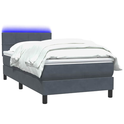 vidaXL Boxspringbett mit Matratze & LED Dunkelgrau 100x220 cm Samt