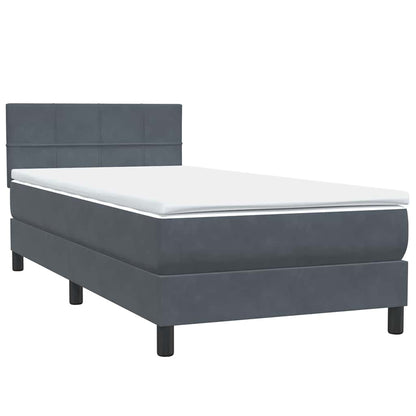 vidaXL Boxspringbett mit Matratze & LED Dunkelgrau 100x220 cm Samt