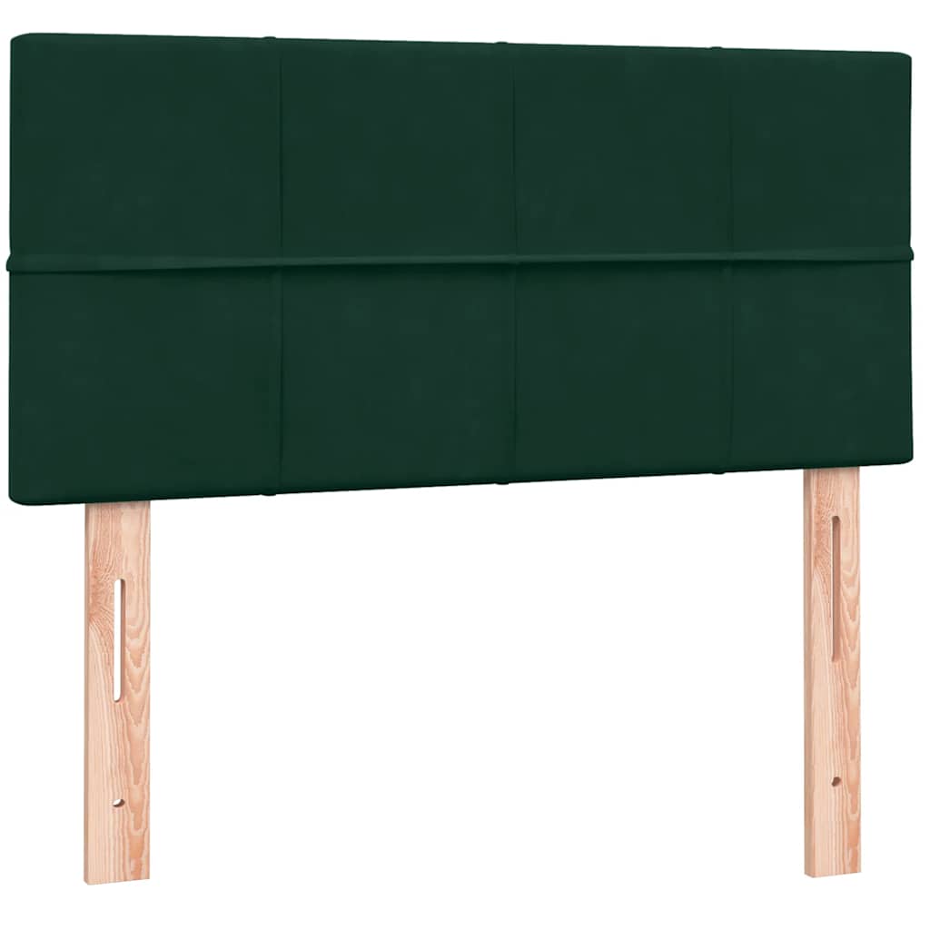 vidaXL Boxspringbett mit Matratze & LED Dunkelgrün 100x220 cm Samt