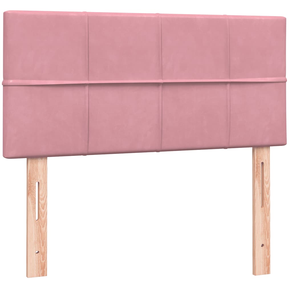vidaXL Boxspringbett mit Matratze & LED Rosa 100x220 cm Samt