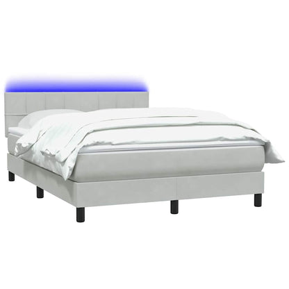 vidaXL Lit coffre avec matelas et LED Gris clair 140x220 cm Velours
