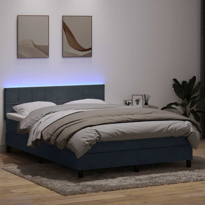 Boxspringbett mit Matratze & LED Dunkelgrau 140x220 cm Samt