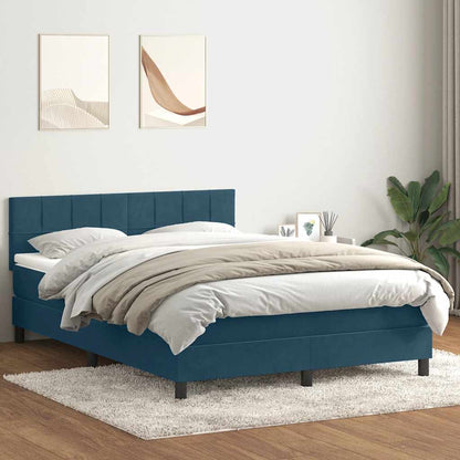 vidaXL Lit tapissier avec matelas et LED Bleu foncé 140x220 cm Velours