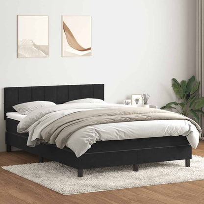 vidaXL Boxspringbett mit Matratze & LED Schwarz 160x220 cm Samt