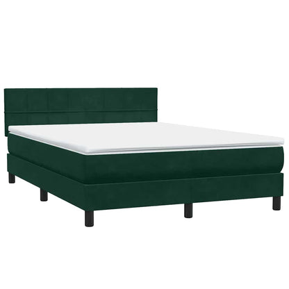 vidaXL Boxspringbett mit Matratze & LED Dunkelgrün 160x220 cm Samt