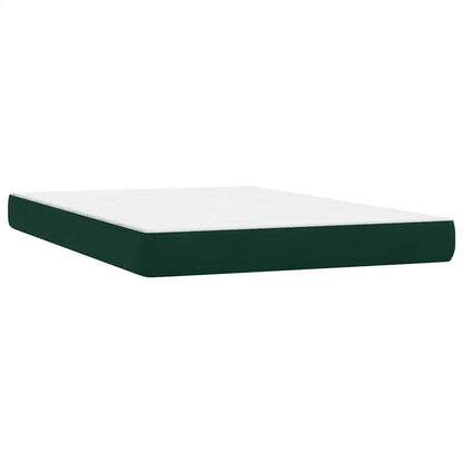 vidaXL Boxspringbett mit Matratze & LED Dunkelgrün 160x220 cm Samt