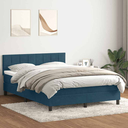 vidaXL Lit coffre avec matelas et LED Bleu foncé 160x220 cm Velours
