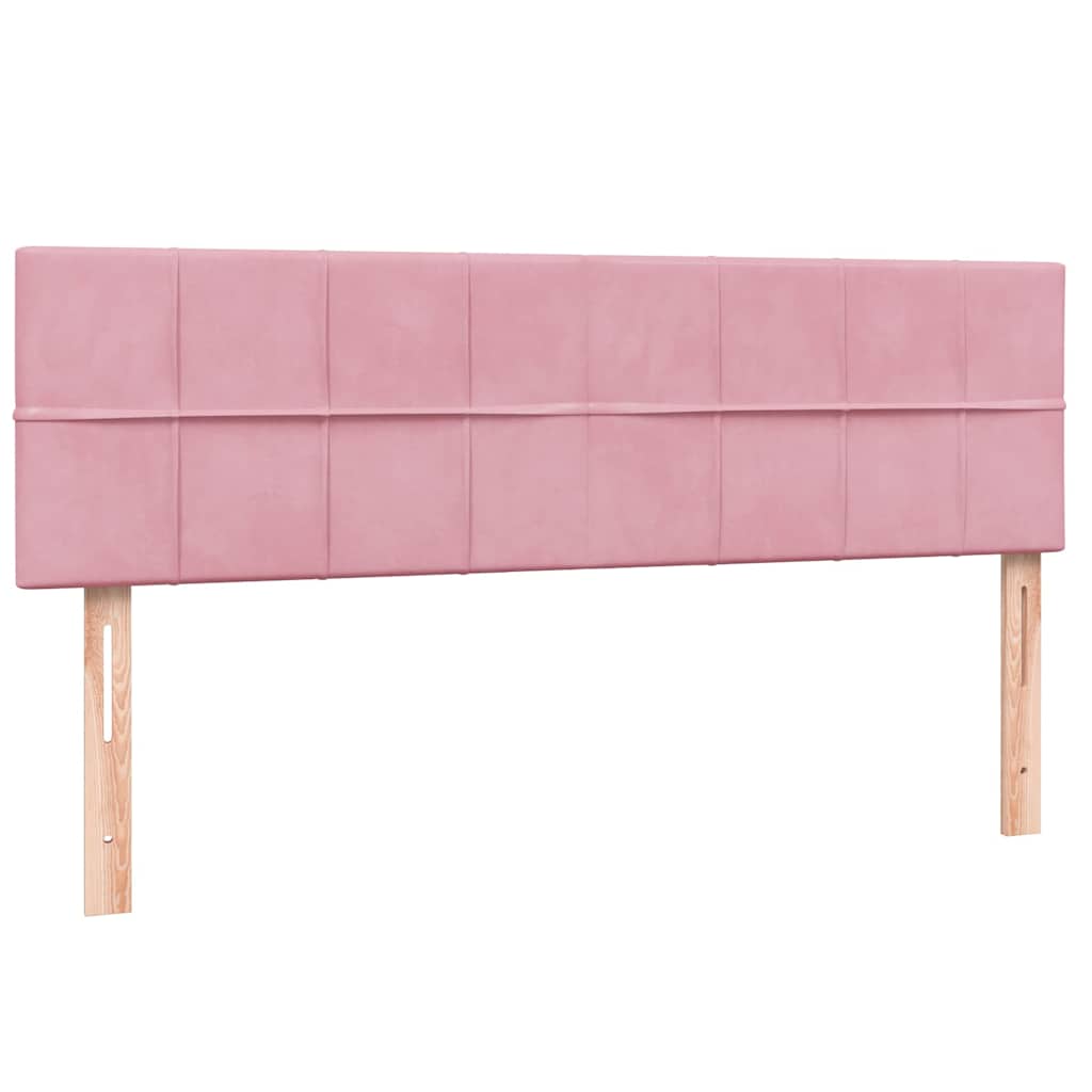 vidaXL Boxspringbett mit Matratze & LED Rosa 160x220 cm Samt