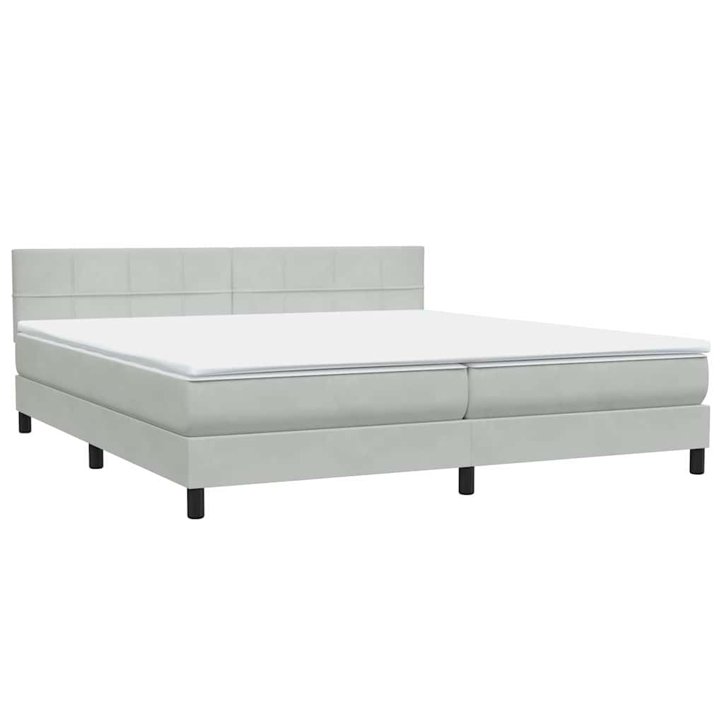 vidaXL Boxspringbett mit Matratze & LED Hellgrau 180x220 cm Samt