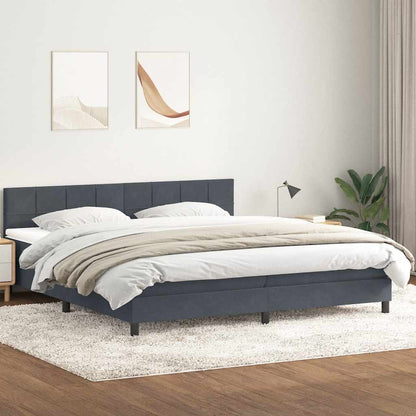 vidaXL Boxspringbett mit Matratze & LED Dunkelgrau 180x220 cm Samt