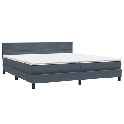 vidaXL Boxspringbett mit Matratze & LED Dunkelgrau 180x220 cm Samt