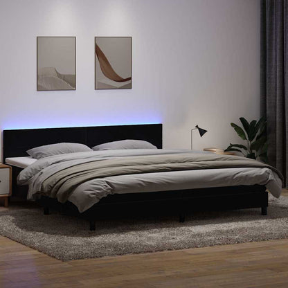 vidaXL Lit boxspring avec matelas et LED Noir 180x220 cm Velours