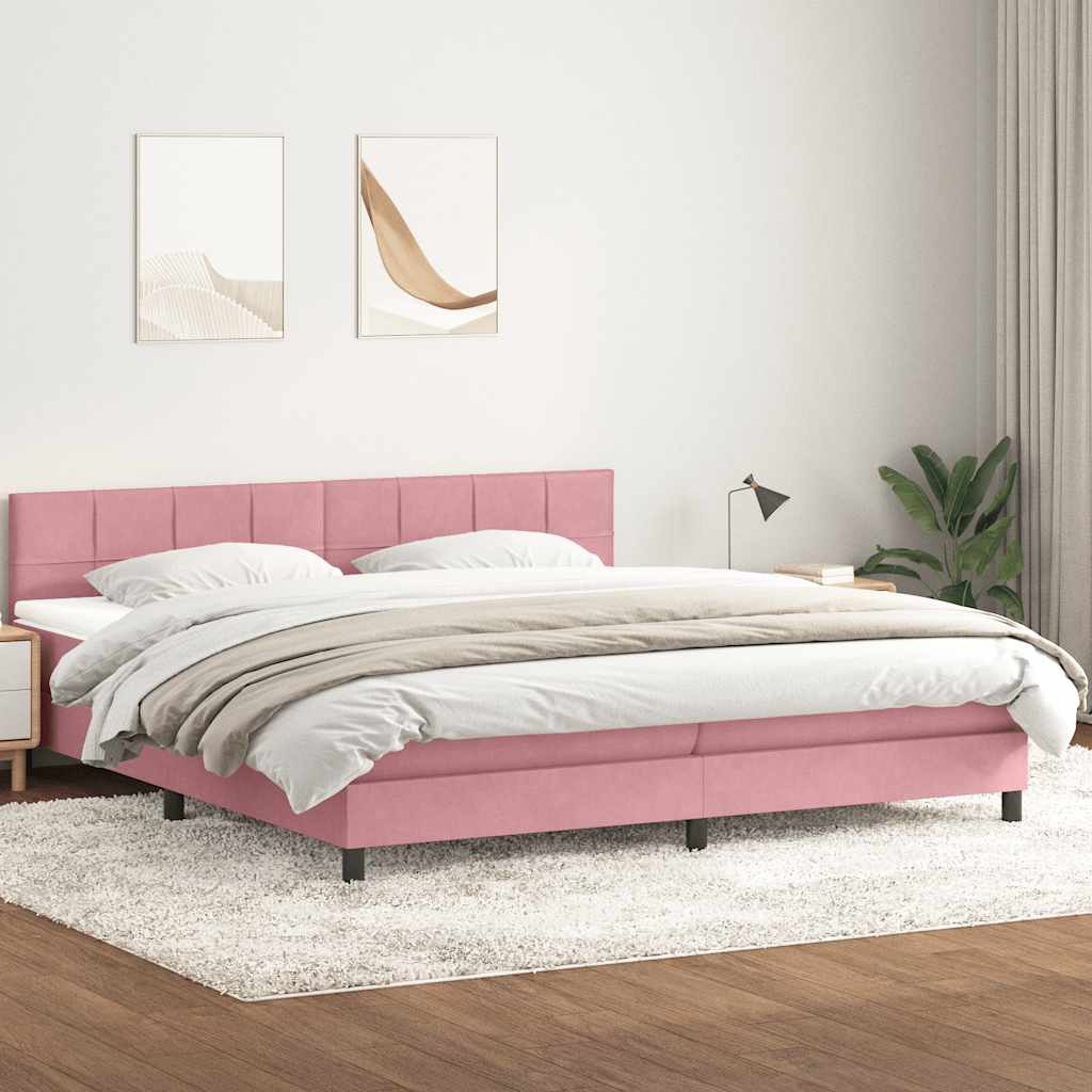 vidaXL Lit tapissier avec matelas et LED Rose 180x220 cm Velours
