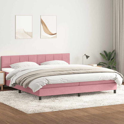 vidaXL Lit tapissier avec matelas et LED Rose 180x220 cm Velours