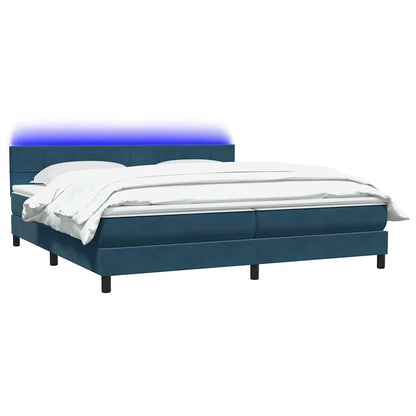 vidaXL Lit coffre avec matelas et LED Bleu foncé 200x220 cm Velours