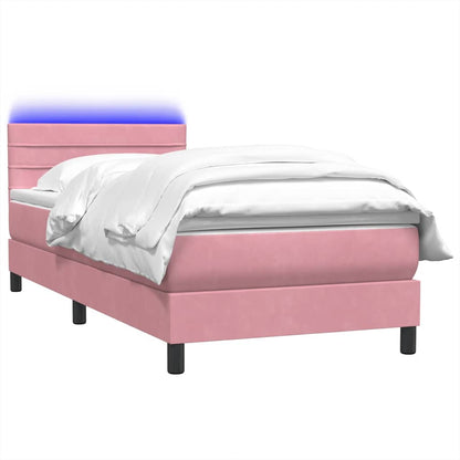 vidaXL Boxspringbett mit Matratze & LED Rosa 80x210 cm Samt