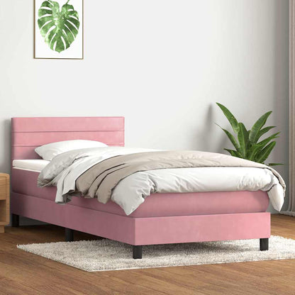 vidaXL Boxspringbett mit Matratze & LED Rosa 80x210 cm Samt