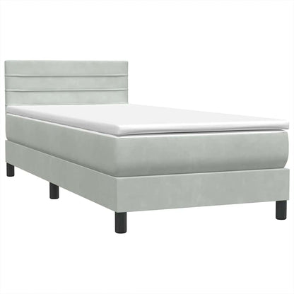 vidaXL Lit boxspring avec matelas et LED Gris clair 90x210 cm Velours
