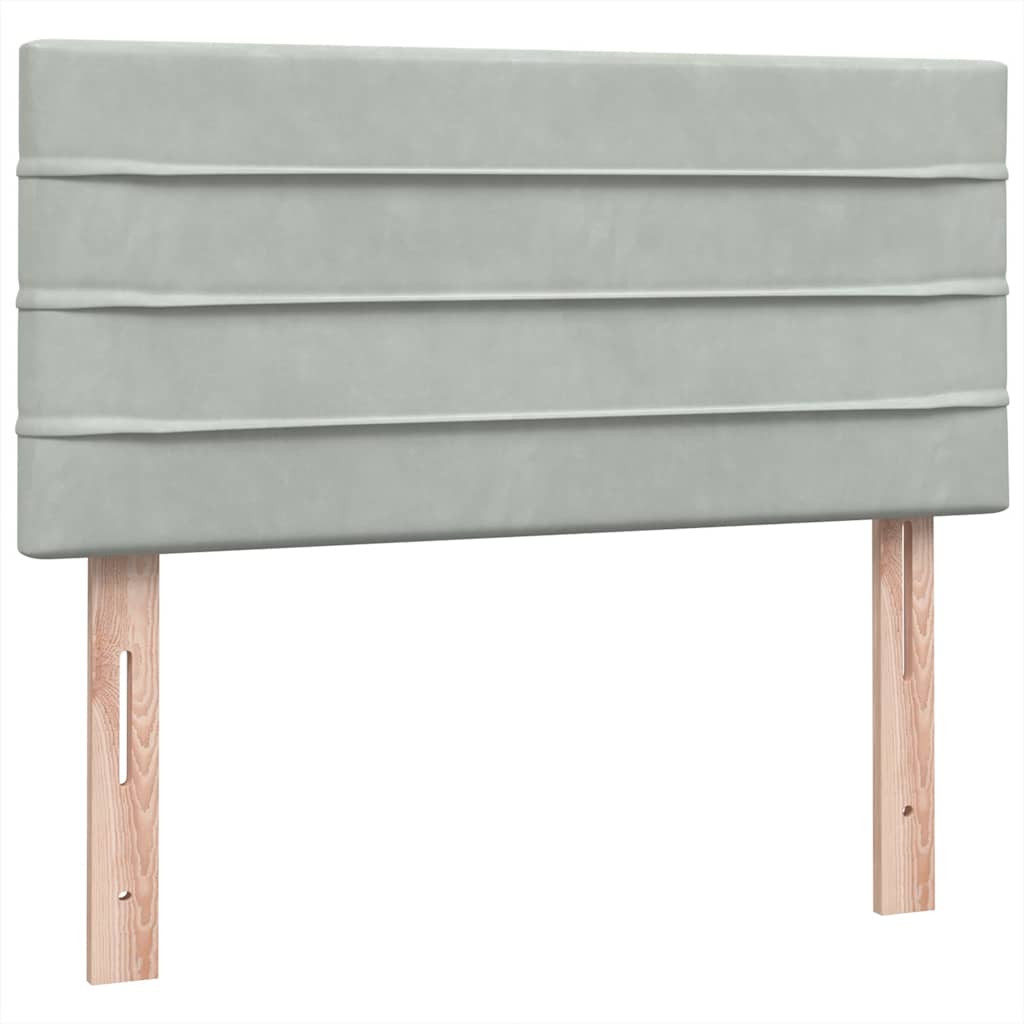 vidaXL Lit boxspring avec matelas et LED Gris clair 90x210 cm Velours