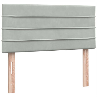 vidaXL Lit boxspring avec matelas et LED Gris clair 90x210 cm Velours