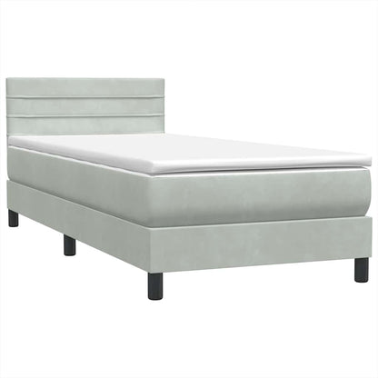 vidaXL Boxspringbett mit Matratze & LED Hellgrau 100x210 cm Samt