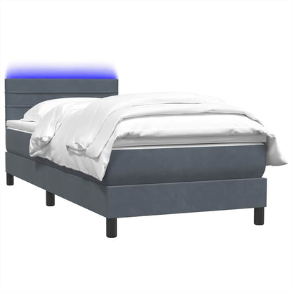 vidaXL Lit coffre avec matelas et LED gris foncé 100x210 cm velours