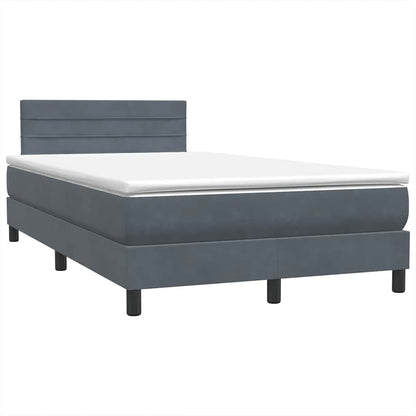 vidaXL Boxspringbett mit Matratze & LED Dunkelgrau 120x210 cm Samt