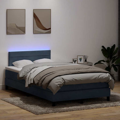 vidaXL Boxspringbett mit Matratze & LED Dunkelgrau 120x210 cm Samt