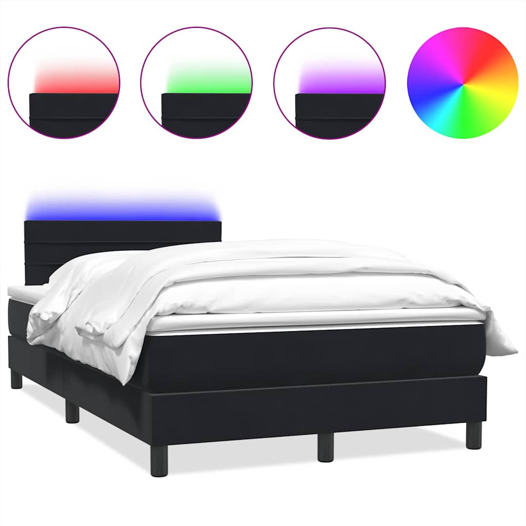 vidaXL Boxspringbett mit Matratze & LED Schwarz 120x210 cm Samt