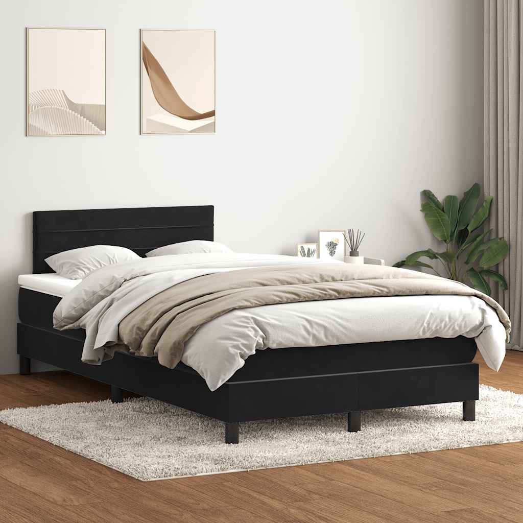 vidaXL Boxspringbett mit Matratze & LED Schwarz 120x210 cm Samt