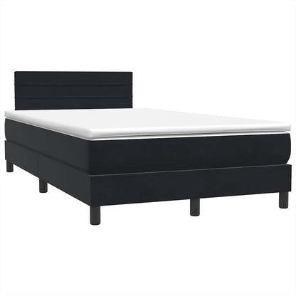 vidaXL Boxspringbett mit Matratze & LED Schwarz 120x210 cm Samt