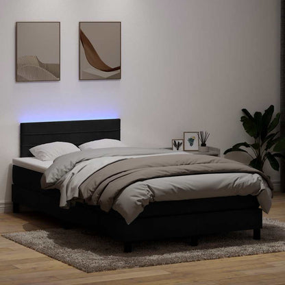 vidaXL Boxspringbett mit Matratze & LED Schwarz 120x210 cm Samt