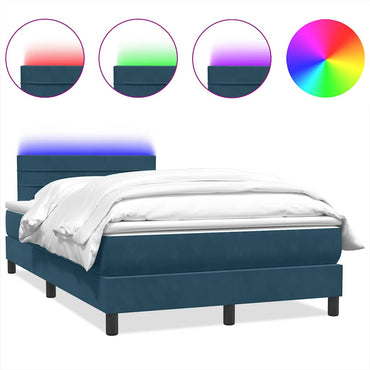 vidaXL Boxspringbett mit Matratze & LED Dunkelblau 120x210 cm Samt