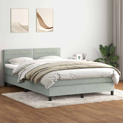 vidaXL Lit coffre avec matelas et LED Gris clair 140x210 cm Velours
