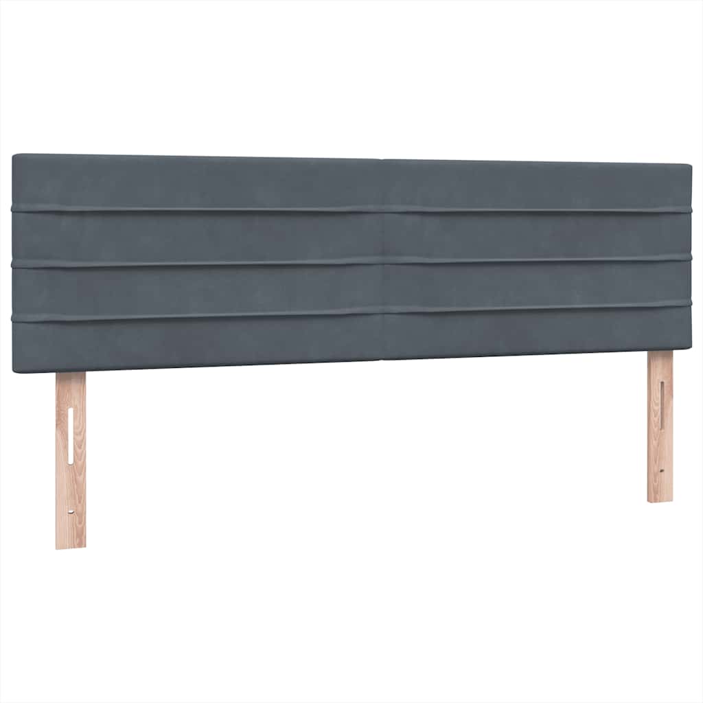 vidaXL Boxspringbett mit Matratze & LED Dunkelgrau 140x210 cm Samt