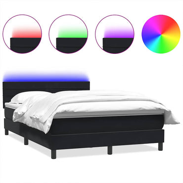 vidaXL Boxspringbett mit Matratze & LED Schwarz 140x210 cm Samt