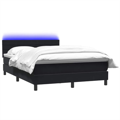 vidaXL Boxspringbett mit Matratze & LED Schwarz 140x210 cm Samt