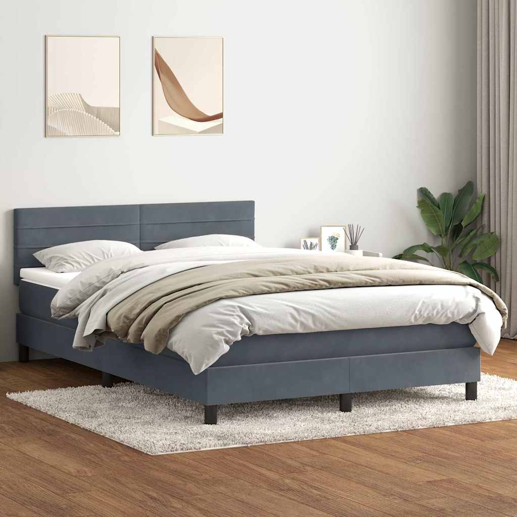vidaXL Boxspringbett mit Matratze & LED Dunkelgrau 160x210 cm Samt