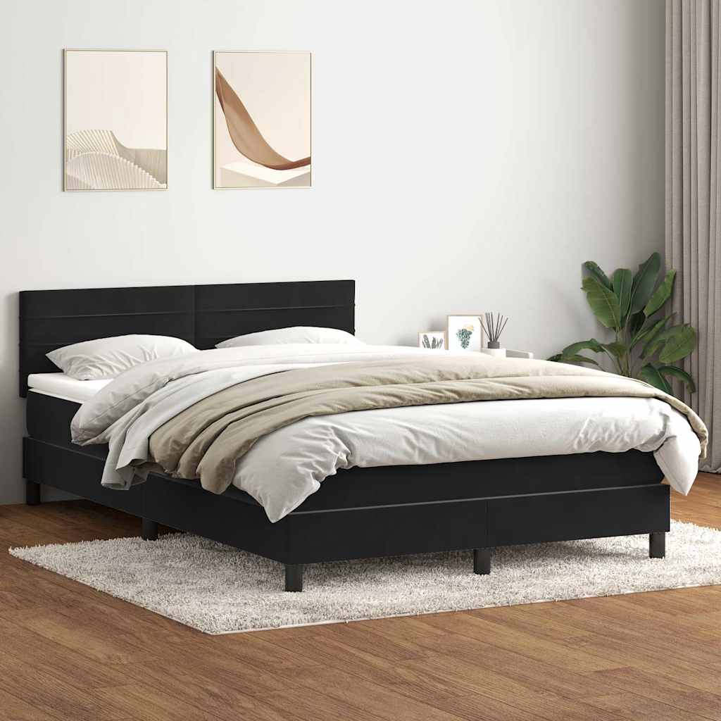 vidaXL Boxspringbett mit Matratze & LED Schwarz 160x210 cm Samt