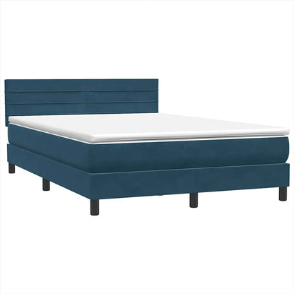 vidaXL Boxspringbett mit Matratze & LED Dunkelblau 160x210 cm Samt
