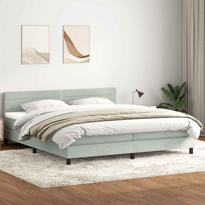 vidaXL Boxspringbett mit Matratze & LED Hellgrau 180x210 cm Samt
