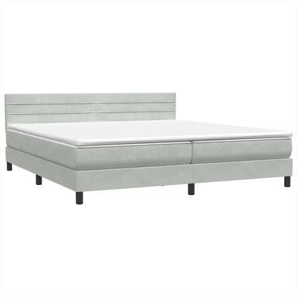 vidaXL Boxspringbett mit Matratze & LED Hellgrau 180x210 cm Samt