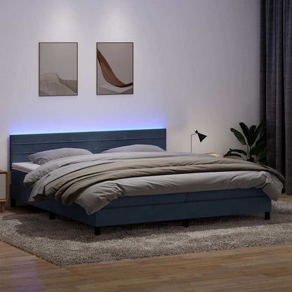 vidaXL Boxspringbett mit Matratze & LED Dunkelgrau 180x210 cm Samt