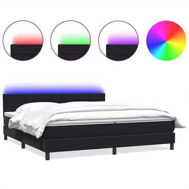 vidaXL Boxspringbett mit Matratze & LED Schwarz 180x210 cm Samt