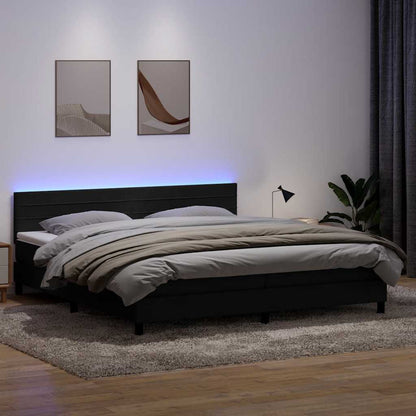 vidaXL Boxspringbett mit Matratze & LED Schwarz 180x210 cm Samt