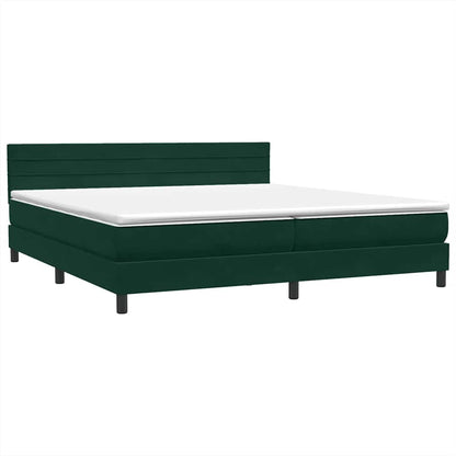 vidaXL Boxspringbett mit Matratze & LED Dunkelgrün 180x210 cm Samt