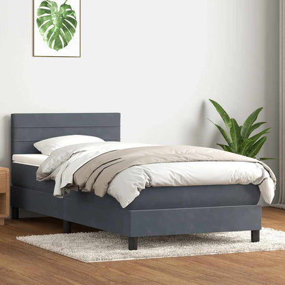 vidaXL Boxspringbett mit Matratze & LED Dunkelgrau 80x220 cm Samt