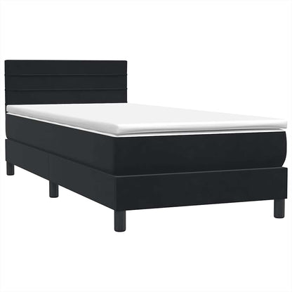 vidaXL Boxspringbett mit Matratze & LED Schwarz 80x220 cm Samt