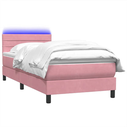 vidaXL Boxspringbett mit Matratze & LED Rosa 80x220 cm Samt