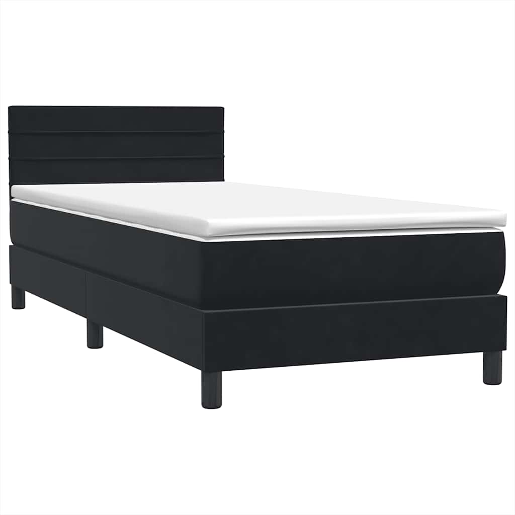 vidaXL Boxspringbett mit Matratze & LED Schwarz 90x220 cm Samt